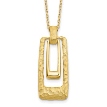 Leslie's 14K Polished and Satin Rectangle Pendant w/.25in ext. Necklace