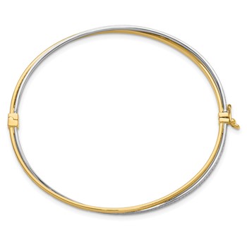 Leslie's 14K Two-tone Polished and Textured Hinged Bangle — alternate view