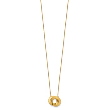 Leslie's 14K Polished and Brushed Double Circle 16inch with 2inch extender Necklace — alternate view