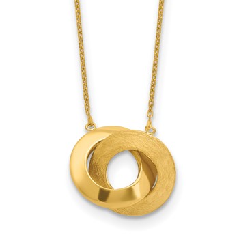 Leslie's 14K Polished and Brushed Double Circle 16inch with 2inch extender Necklace