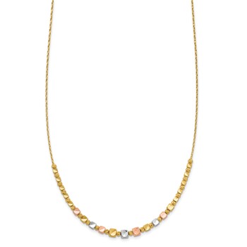 Leslie's 14K Tri-color Polished / DC Square Beads w/1in ext. Necklace — alternate view