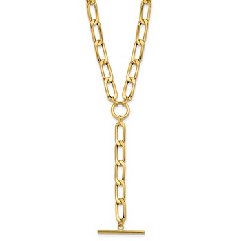 Leslie's 14K Polished Flat Oval Link Drop w/2in ext. Choker Necklace — alternate view