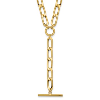 Leslie's 14K Polished Flat Oval Link Drop w/2in ext. Choker Necklace