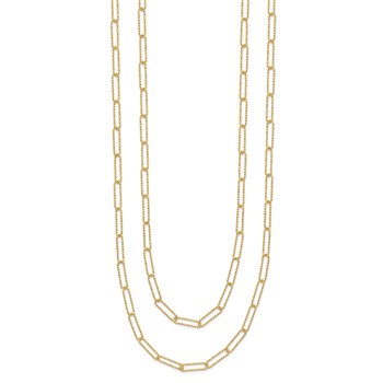 Leslie's 14K Polished and Textured 2-strand Paperclip Necklace — alternate view