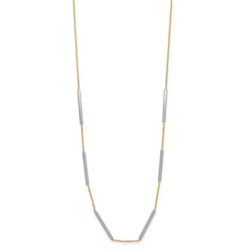 Leslie's 14K Two-tone Polished 6 Bar Stations with 1.5in ext. Necklace — alternate view