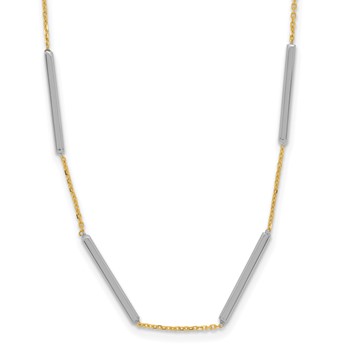 Leslie's 14K Two-tone Polished 6 Bar Stations with 1.5in ext. Necklace