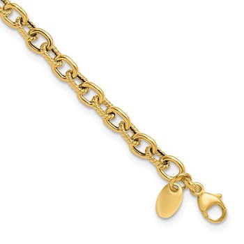 Leslie's 14K Polished and Textured Link Bracelet