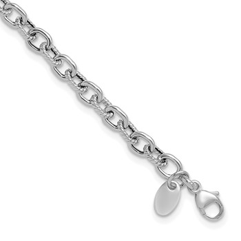 Leslie's 14K White Gold Polished and Textured Link Bracelet