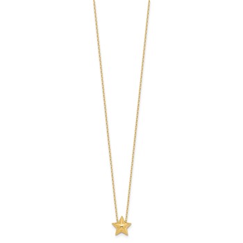 Leslie's 14K Polished Hollow Star Pendant w/1in. ext. Necklace — alternate view