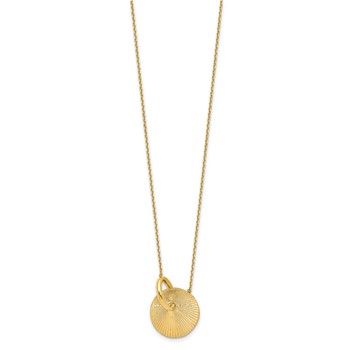 Leslie's 14K Polished and Textured Circle 16 inch with 2 inch extender Necklace — alternate view