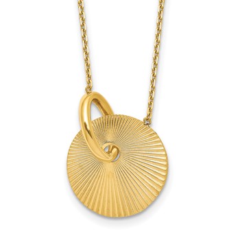 Leslie's 14K Polished and Textured Circle 16 inch with 2 inch extender Necklace