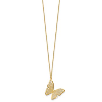 Leslie's 14k Textured and Polished Butterfly 18in Necklace — alternate view