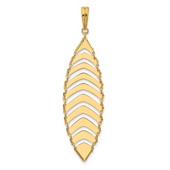 Leslie's 14K Polished and Dia-cut Fancy Dangle Pendant