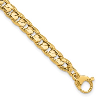 Leslie's 14K Polished and Textured Fancy Curb Bracelet