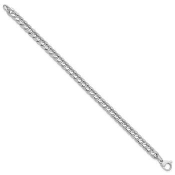 Leslie's 14K White Gold Polished and Textured Fancy Curb Bracelet — alternate view