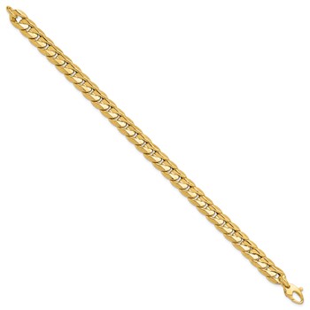 Leslie's 14K Polished and Textured Fancy Curb Men's Bracelet — alternate view