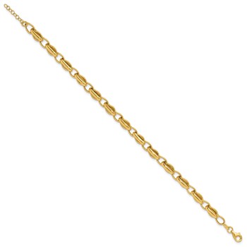 Leslie's 14K Polished and Textured Fancy Link w/.5in ext. Bracelet — alternate view