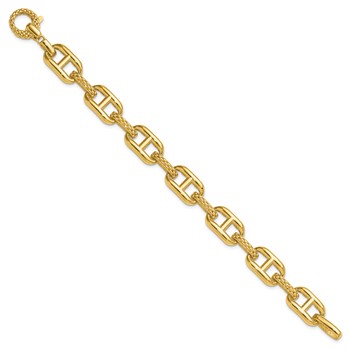 Leslie's 14K Polished and Textured Fancy Link Bracelet — alternate view