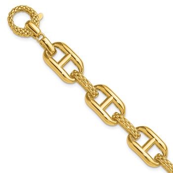Leslie's 14K Polished and Textured Fancy Link Bracelet