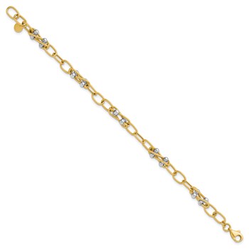 Leslie's 14K Two-tone Polished Fancy Link Bracelet — alternate view