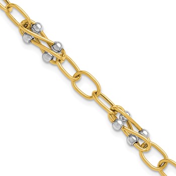 Leslie's 14K Two-tone Polished Fancy Link Bracelet