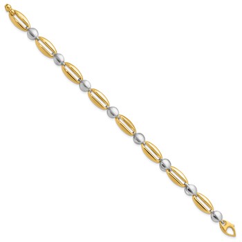 Leslie's 14k Two-tone Polished Fancy Circle Link Bracelet — alternate view