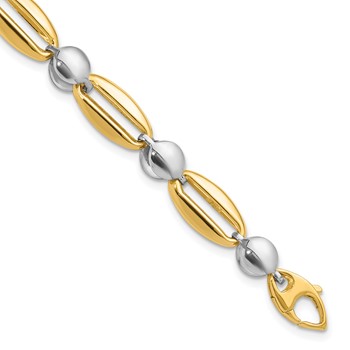 Leslie's 14k Two-tone Polished Fancy Circle Link Bracelet