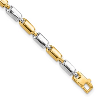 Leslie's 14k Two-tone Polished Fancy Rectangular Link Bracelet