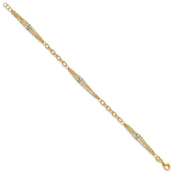 Leslie's 14K w/White Rhodium Fancy Link w/.25in ext. Bracelet — alternate view