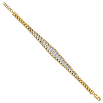 Leslie's 14K Two-tone Polished / Diamond-cut w/.5in ext. Bracelet — alternate view