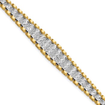 Leslie's 14K Two-tone Polished / Diamond-cut w/.5in ext. Bracelet