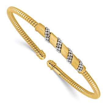 Leslie's 14K w/White Rhodium Polished and Satin Cuff Bangle
