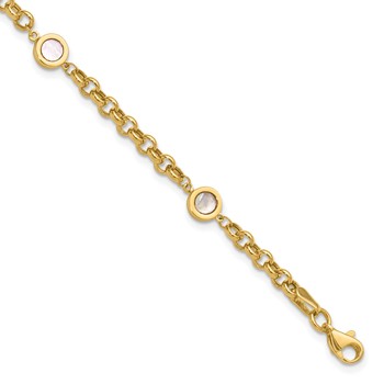 Leslie's 14K Polished Mother of Pearl Link Bracelet