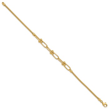 Leslie's 14K Polished/Diamond-cut/Textured Fancy Link Bracelet — alternate view