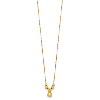 Leslie's 14K Polished and Diamond-cut Beads with 1in ext. Necklace — alternate view