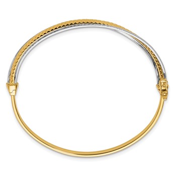 Leslie's 14K Two-tone Polished and Diamond-cut Hinged Bangle — alternate view