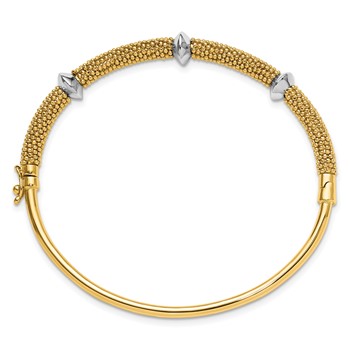 Leslie's 14K Two-tone Polished and Textured Hinged Bangle — alternate view