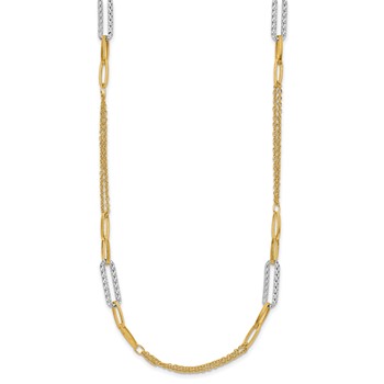 Leslie's 14K Two-tone Polished and Textured Fancy Link Necklace — alternate view