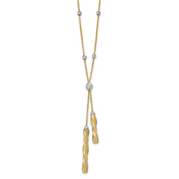 Leslie's 14K Two-tone Polished/Satin/Dia-cut Fancy with 2in ext. Necklace — alternate view