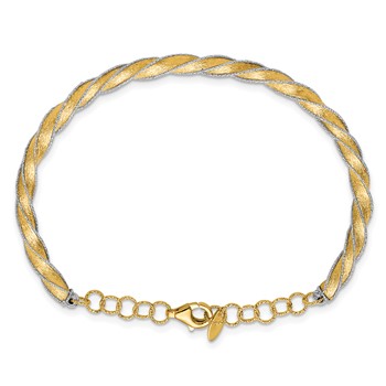 Leslie's 14K Two-tone Polished/Satin/Dia-cut Fancy Adjustable Bangle — alternate view