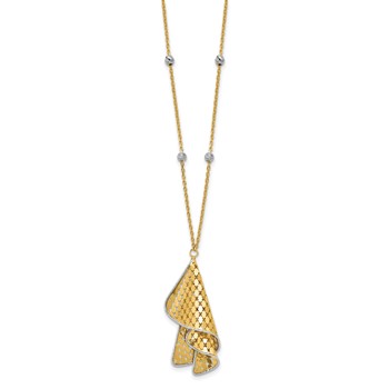 Leslie's 14K Two-tone Polished and Dia-cut Fancy with 2in ext. Necklace — alternate view