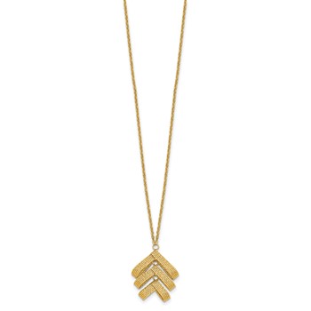 Leslie's 14K Polished and Textured Fancy with 2in ext. Necklace — alternate view