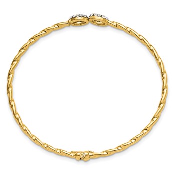 Leslie's 14K Polished and Twisted with Crystal Hinged Bangle — alternate view