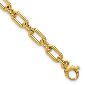 Leslie's 14K Polished & Textured Fancy Link Bracelet
