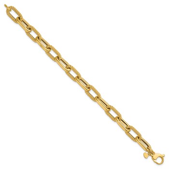 Leslie's 14K Polished and Textured Fancy Link Bracelet — alternate view