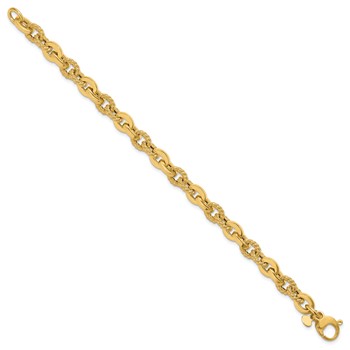 Leslie's 14K Polished and Textured Fancy Link Bracelet — alternate view