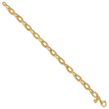Leslie's 14K Polished and Satin Fancy Link Bracelet — alternate view