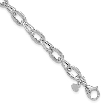 Leslie's 14K White Gold Polished and Satin Fancy Link Bracelet