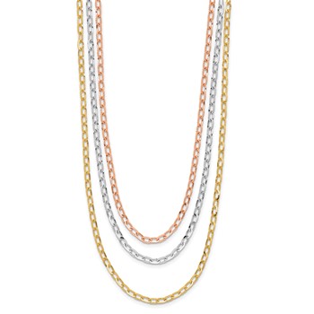 Leslie's 14K Tri-color Polished 3-Strand Link Necklace — alternate view