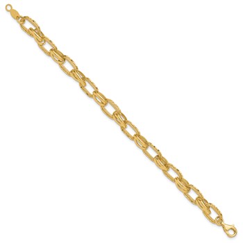 Leslie's 14K Polished/Textured/Diamond-cut Fancy Link Bracelet — alternate view